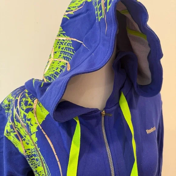Reebok Blue and Green Athletic Jacket with Hood - Picture 6 of 8